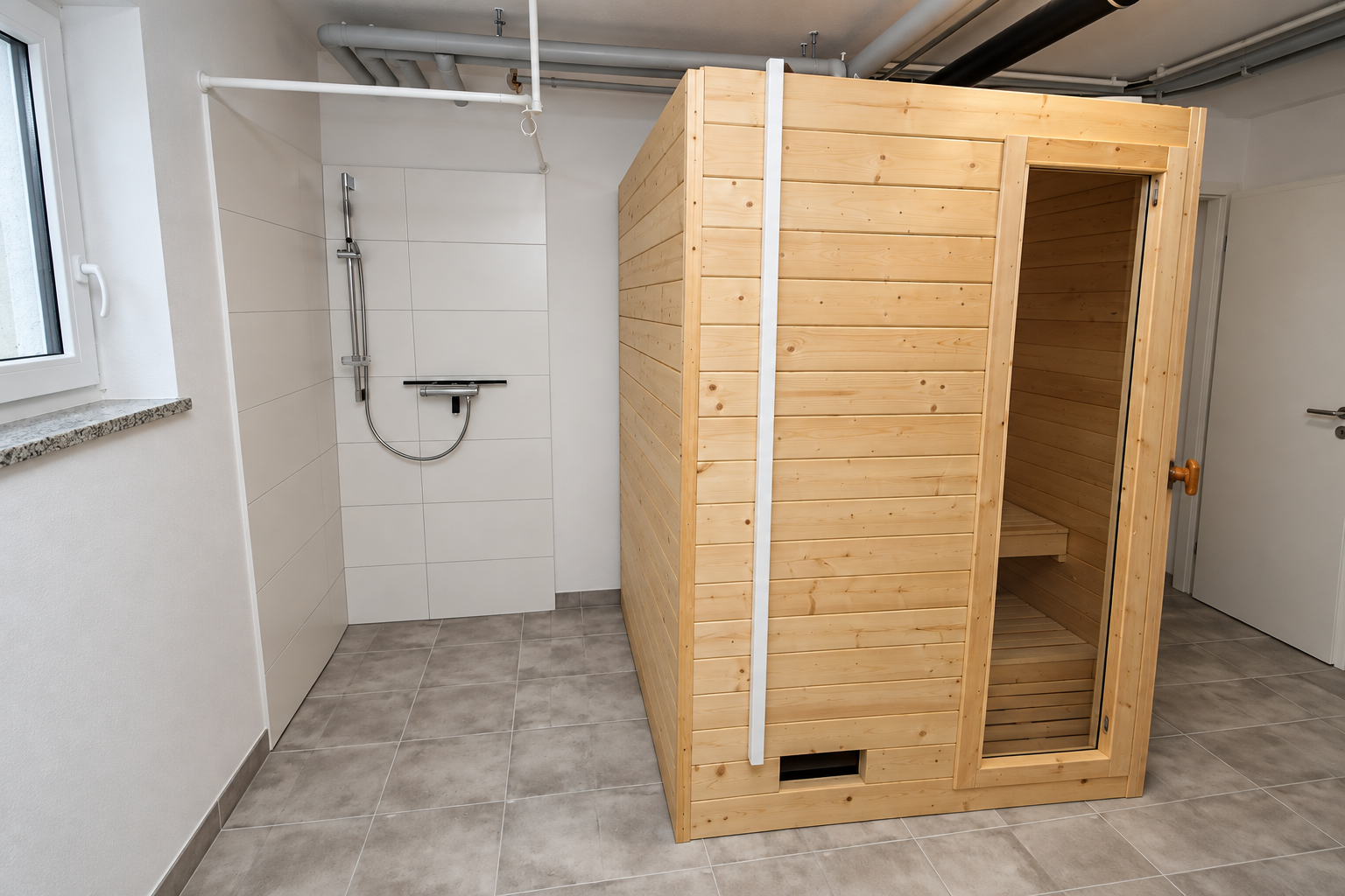 Eigene Dusche für Sauna